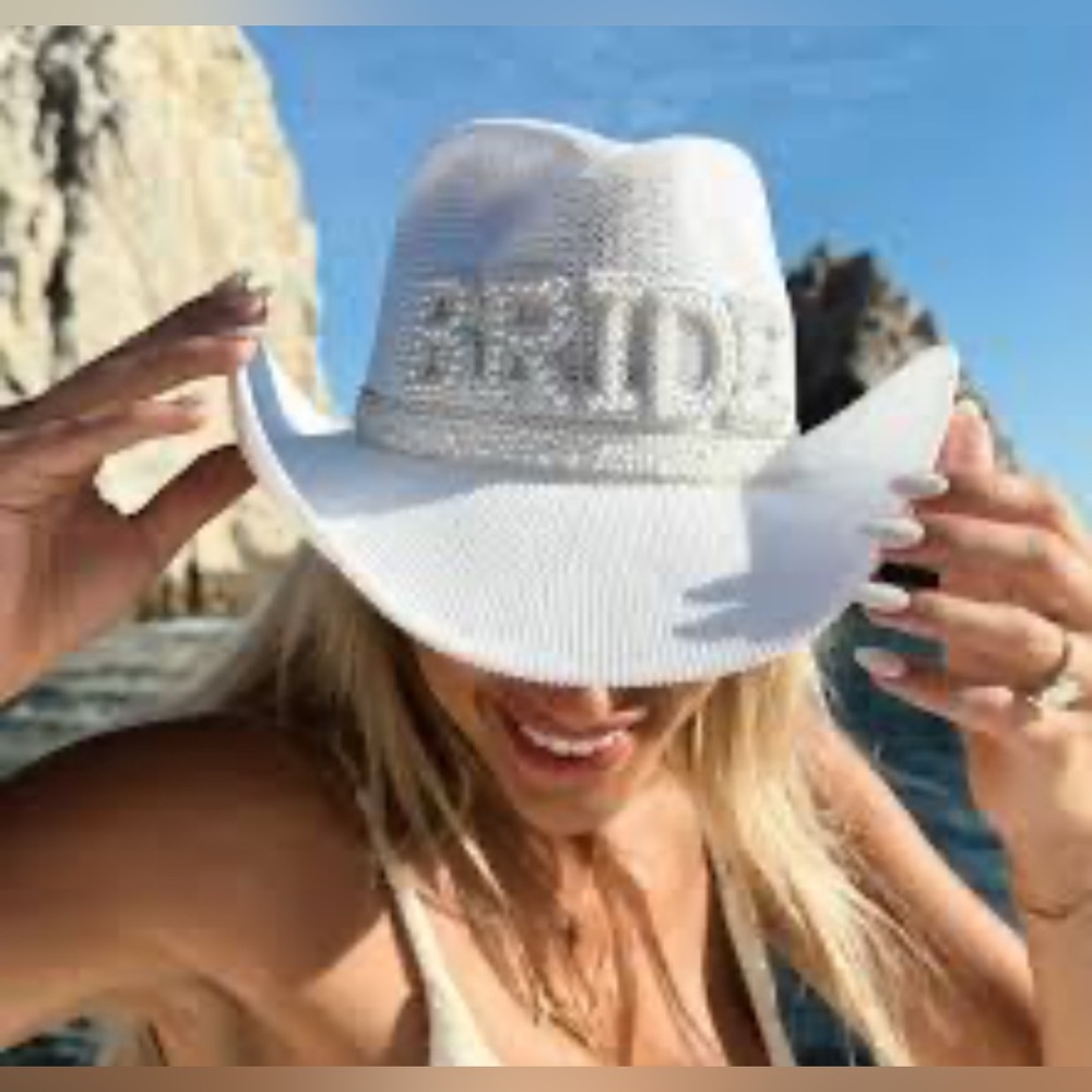 C.C White Rhinestone 'Bride' Cowboy Hat
